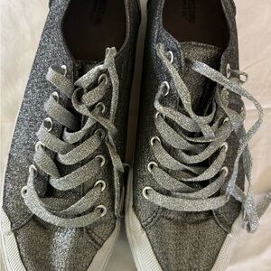 Sparkly Silver Lace-Up Sneakers by Mossimo Supply